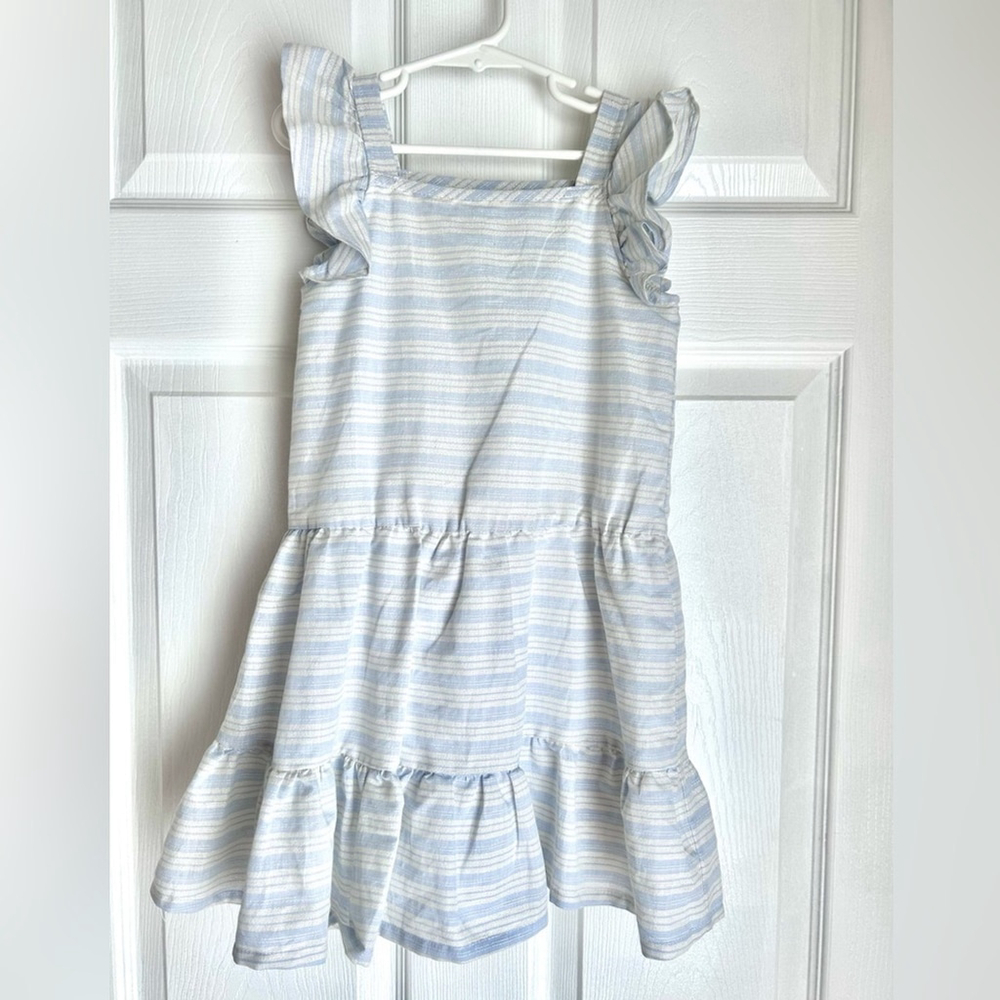 Rachel Zoe Light Blue and White Striped Kids Dress Size 5 Cotton